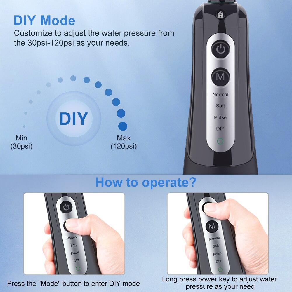 Munddusche Dental Wasser Flosser Zahnaufhellung Wasserdicht Tragbare Dental Wasser Jet Floss 300ML Zahnreiniger
