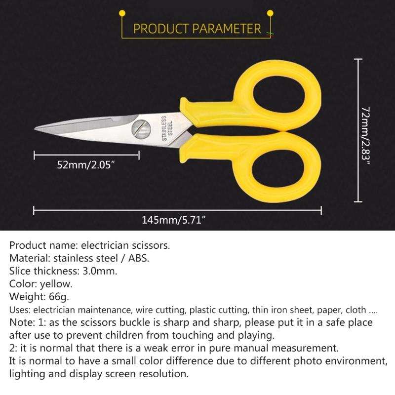 Portable Stainless Electrician Scissors Heavy Duty Shears Multi-purpose Cutter Blade for Electricians Working Tools