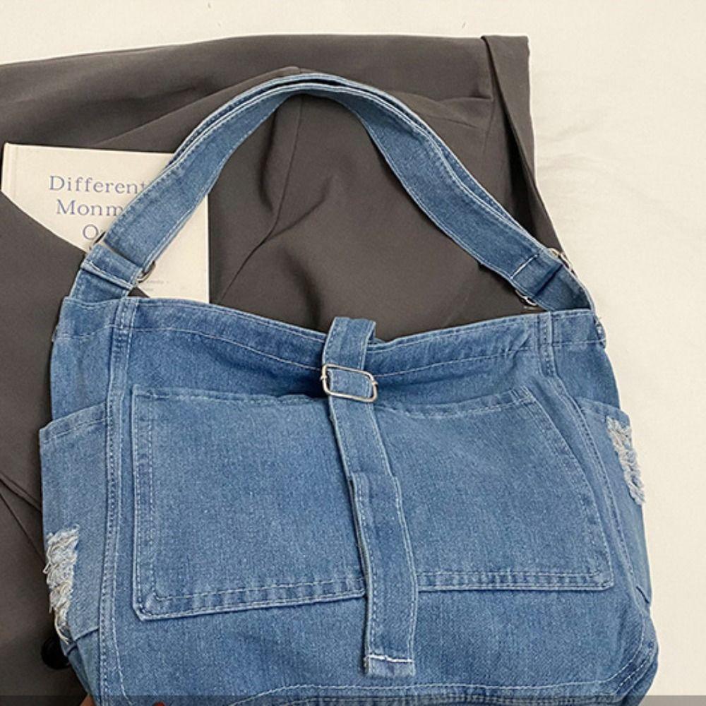 Shoulder Bag Vintage Handbag Crossbody Bag Simple Tote Bag Portable Denim Canvas Bag Streetwear