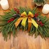 Christmas Mirror Wreath with Red Fruit and Pinecone Artificial Christmas Pine Branch Wreath Butterfly Knot Pine Wreath
