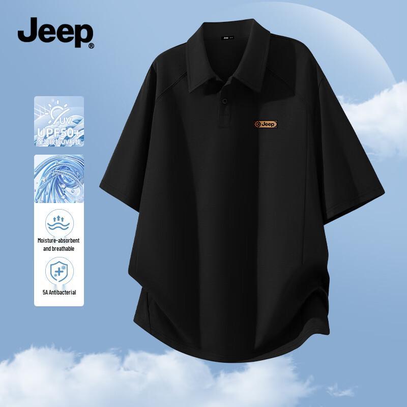 JEEP Men s Quick-Dry Anti-Bacterial UV Protection Polo Shirt L