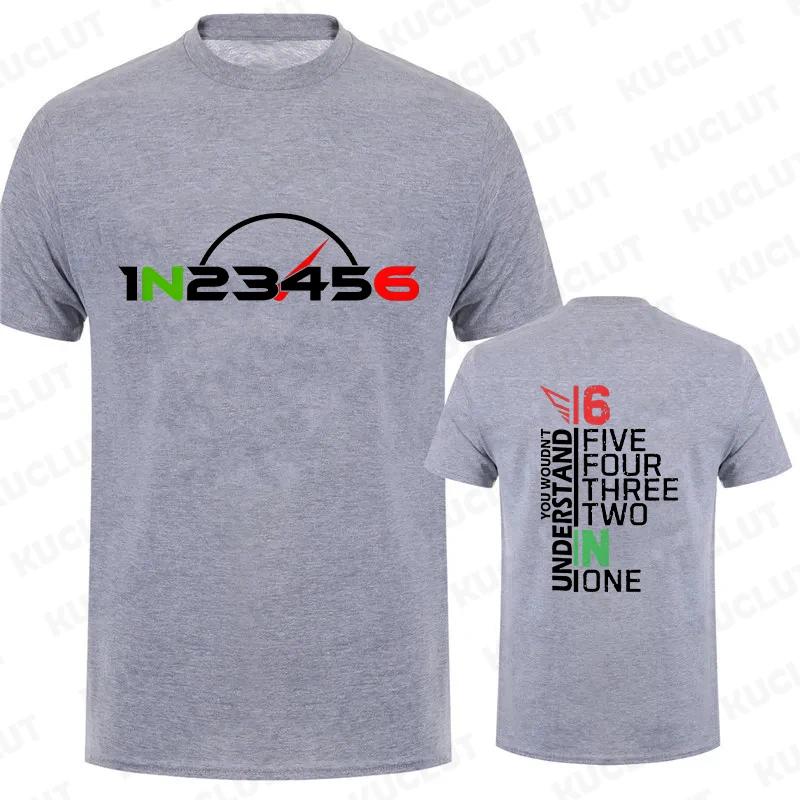 Motorcycle Gear 1N23456 Design Tshirt for Men Autocycle Motorbike Speedometer Personalized Print Game Tshirts Vintage T Shirts