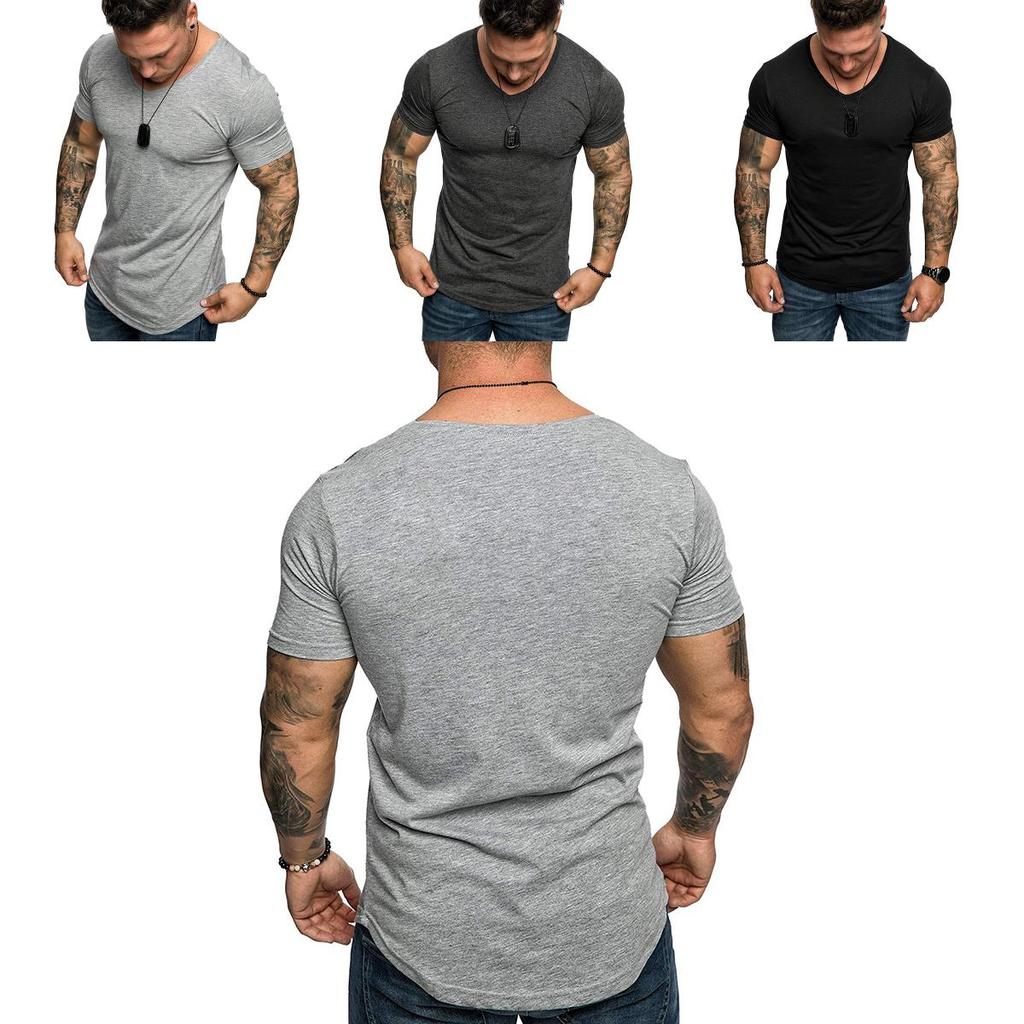 Fashion Men's Casual Fit Short Sleeve Slim Muscle Bodybuilding T-shirt Tee Tops For Ultimate Comfort