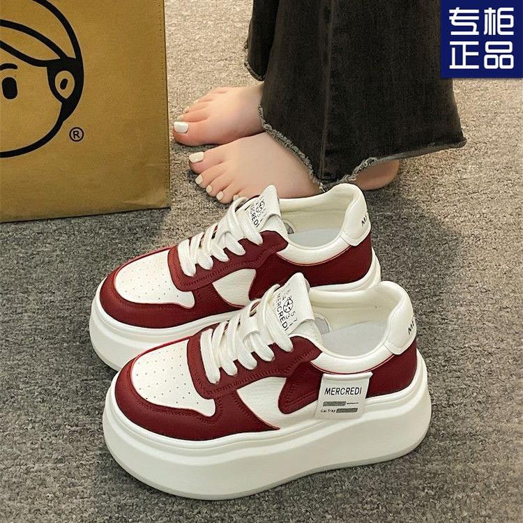 Small Muffin Thick-soled Little White Shoes, Color Matching Increases, New 2025 Board Shoes, Spring Versatile Casual Single Shoes