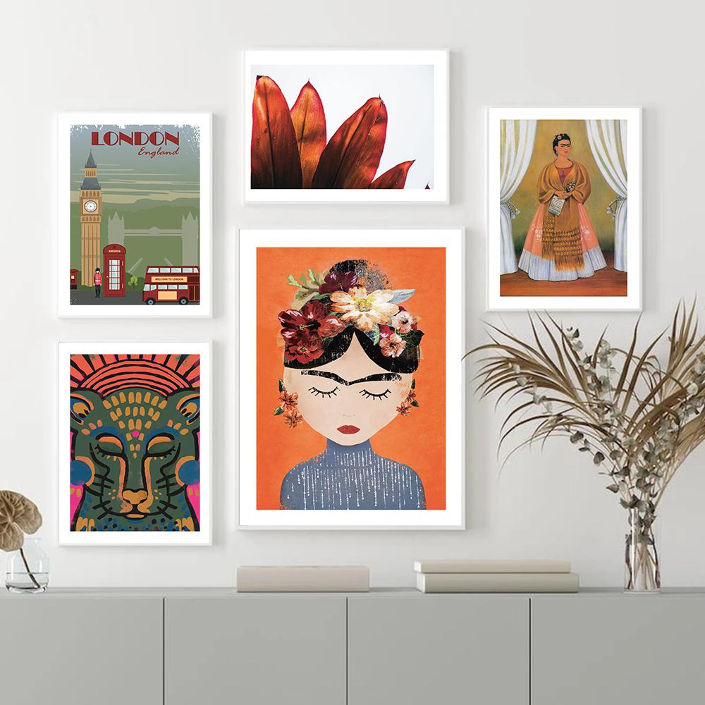 London Landscape Posters Print Cartoon Woman Wall Art Canvas Painting Nordic Poster And Print Wall Picture For Living Room Decor No Frame