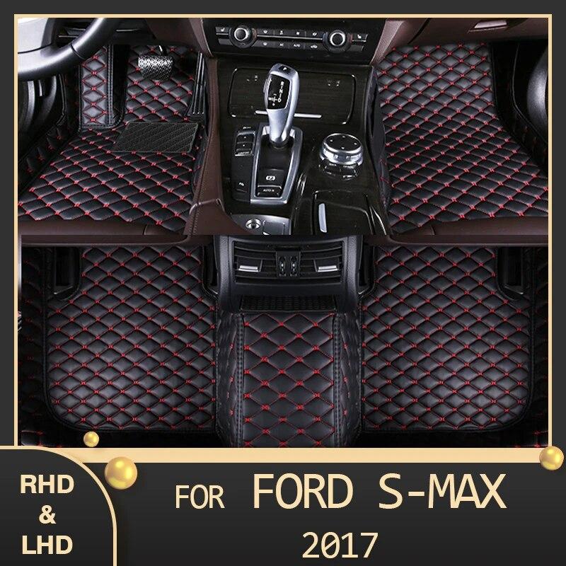 

Автомобильные коврики для Ford S-MAX 2017, изготовленные на заказ автомобильные подушечки для ног, автомобильное ковровое покрытие чёрный
