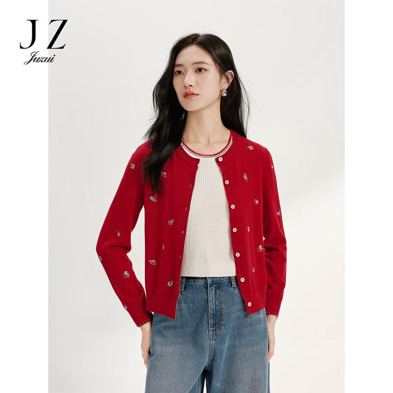 JUZUI Women s Embroidered Merino Wool Cardigan S