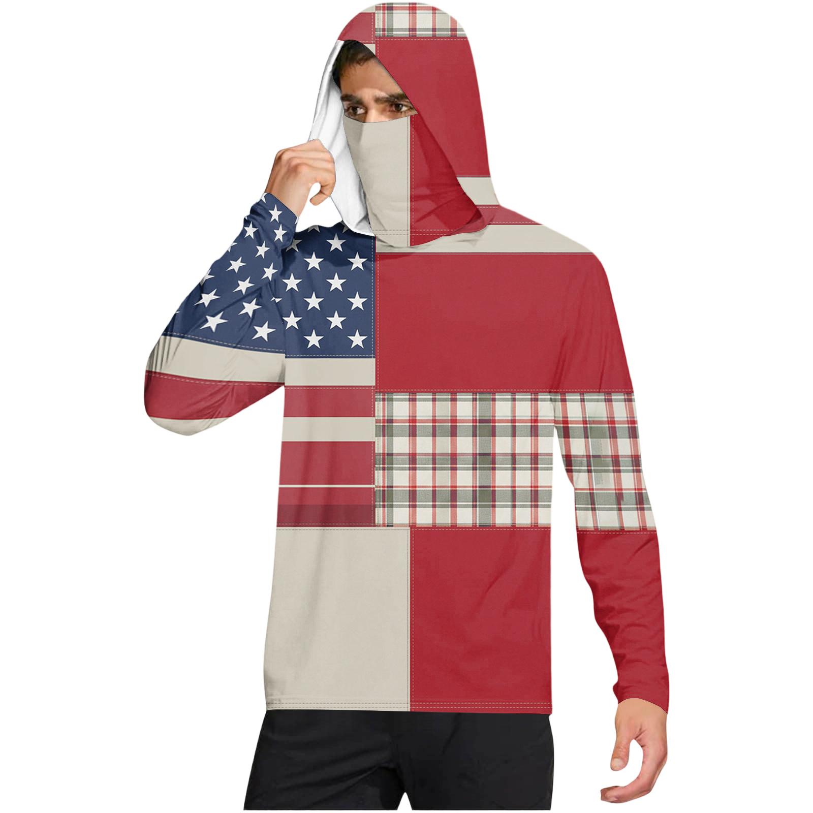 

Men s Casual Tie-Dye Print Hooded Long Sleeve Sun Protection Shirt Lightweight Breathable Fabric for Outdoor Activities M синий
