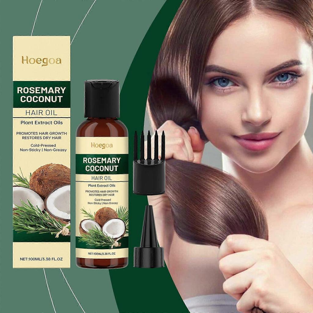 Hoegoa Rosemary Coconut Hair Oil Nourishes, Moisturizes, Leaves Fragrance, Pamper Hair, And Softens Hair Essence