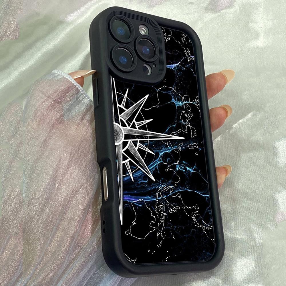 JT193 Compass Navigator for iPhone 17 16 15 14 Pro Max Samsung S26 S25 Ultra A17 A16 A07 A56 A06 A55 Xiaomi 15T Redmi 15c 14C Soft TPU Case