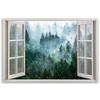 Canvas Print Window Green Forest In Fog Nature
