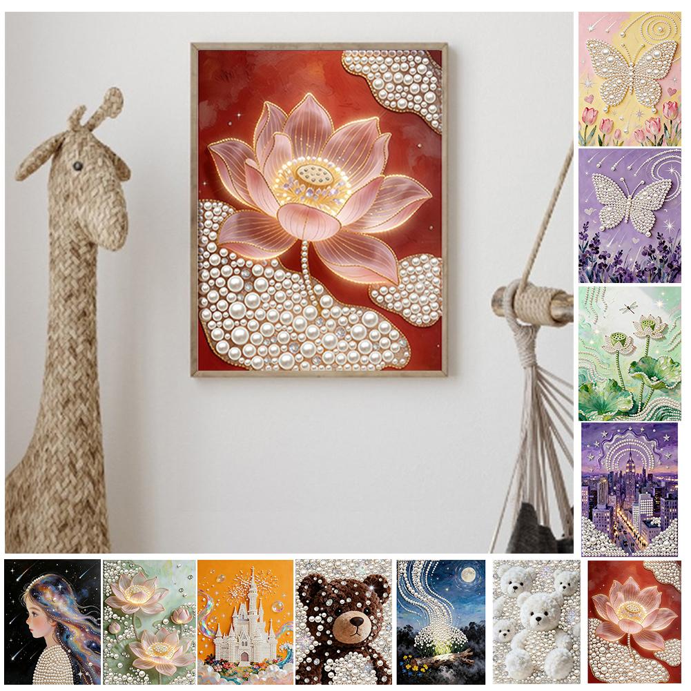 DIY Pearl Painting Kit with Frame 30x40cm Pearl Gem Paintings Picture Arts Craft for Adults/Beginners Gift Home Decor