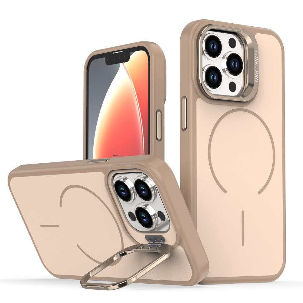 KEYSION Matte Skin Feel Lens Stand Phone Case for Magsafe for iPhone 11 12 Pro Max Magnetic Wireless Charging Shockproof Cover