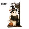 Reusable Wooden Holiday Crafts Farmhouse Halloween Tabletop Decorations, Table Topper Signs, Spooky Seasonal Home Accents Pumpkin Ghost Tiered