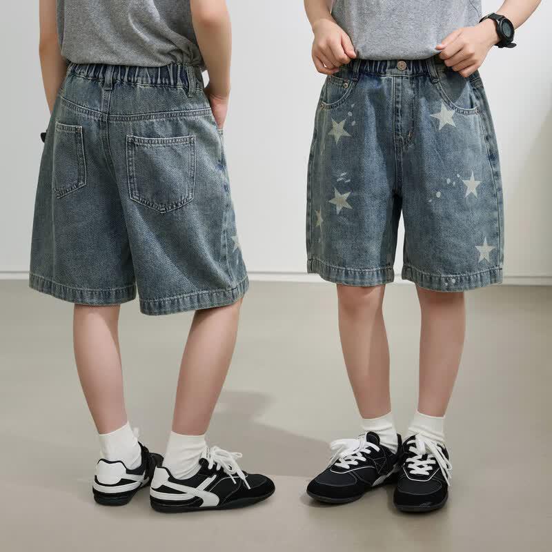Chenchen s Mom Star Bull Boys Summer Distressed Denim Shorts 120
