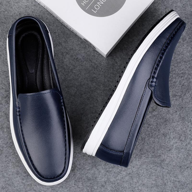 Fashion Genuine Leather Mens Shoes Luxury Brand Man Loafers Dress Moccasins Breathable Slip On Flats Driving Shoes Comfy Business Shoes