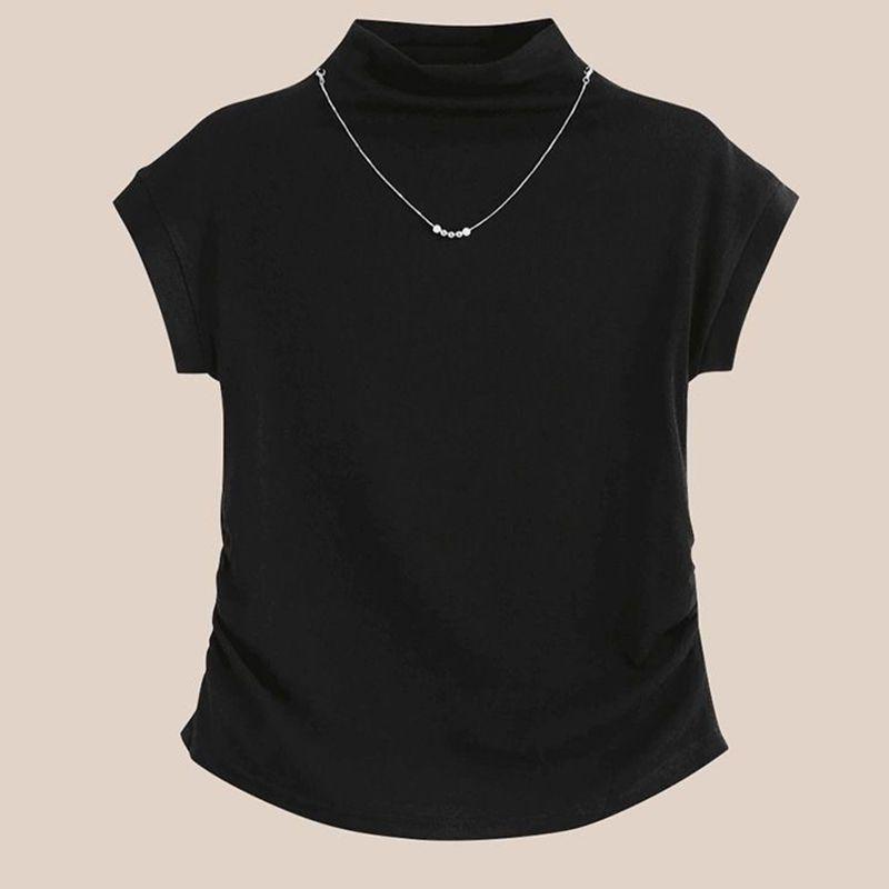 Plus Size Slimming Short-Sleeve Thermal Fleece T-Shirt for Women