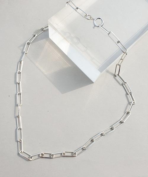 Bonbeau Silver Long Oval Chain Necklace