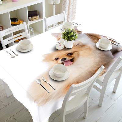 Cute Little Dog And Cat Tablecloth Christmas Sweet Family Waterproof Thicken Rectangular And Round Table Cloth For Wedding