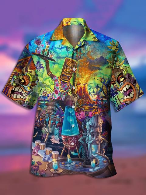 Camisas Hawaianas Transpirables Sueltas con Estampado 3D Modernas Geniales de Moda Tops para Fiesta en la Playa Mangas Cortas Verano para Hombre
