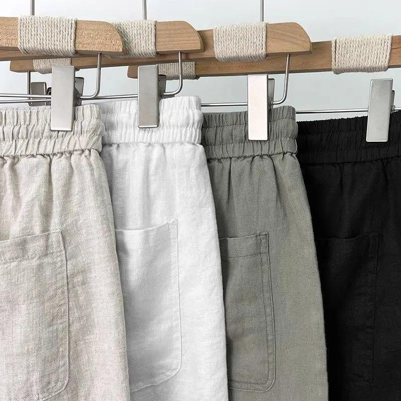 Premium Men's Linen Pants Summer 100% Breathable Loose Fit Straight Leg Trousers Casual Blend Beach Pants Men