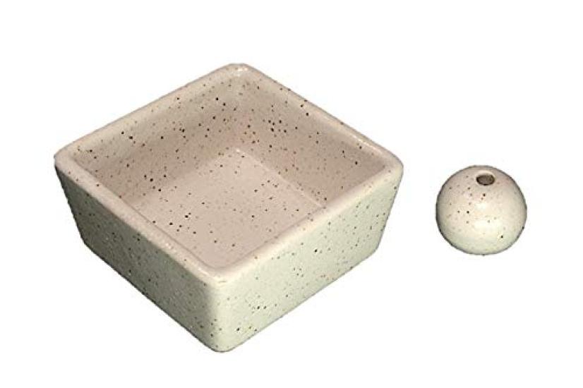 

Modern Japanese Kohiki Incense Holder, Ceramic Square Bowl, ACSWEBSHOP Original