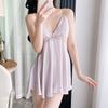 Sexy pajamas women's ice silk thin with chest pad lace suspender nightdress pure desire silk 1011 new loungewear