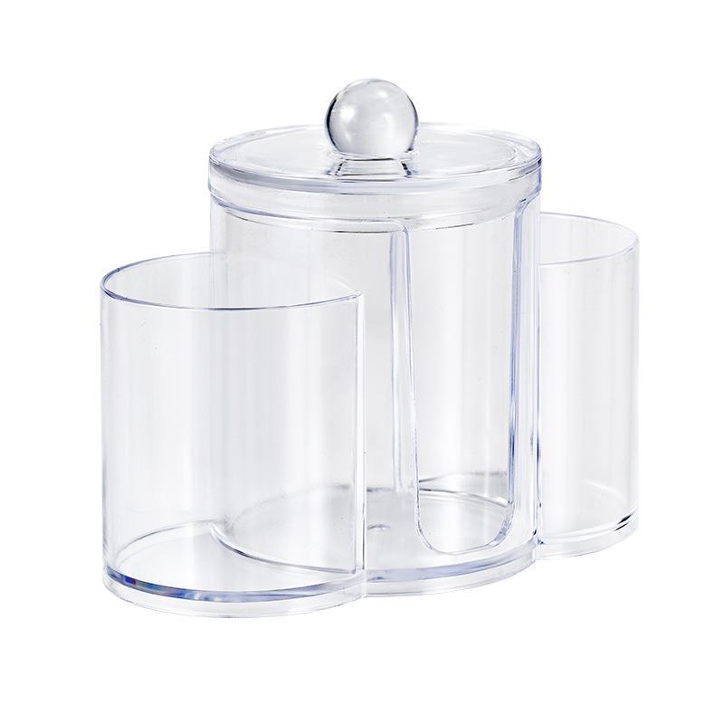 3-in-1 Makeup & Beauty Cotton Organizer Box for Cotton Pads, Swabs, Toothpicks, Dental Floss, Powder Puffs