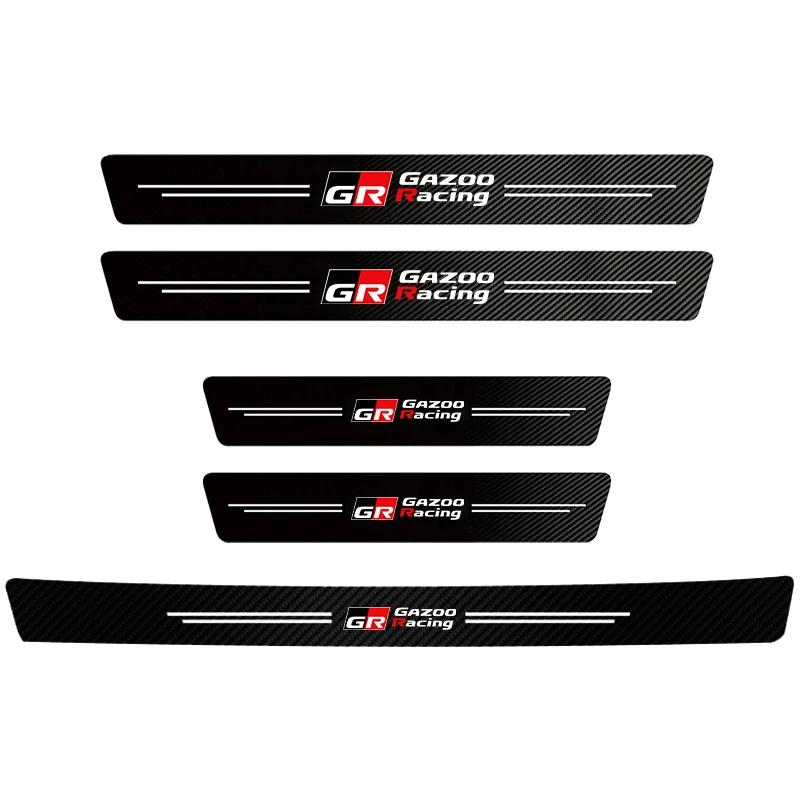 

1/4/5Pcs Car Door Sill Scuff Plate Decor Carbon Fiber Stickers For Toyota Gazoo Racing Avanza Alphard Scion Vellfire Hilux Aygo