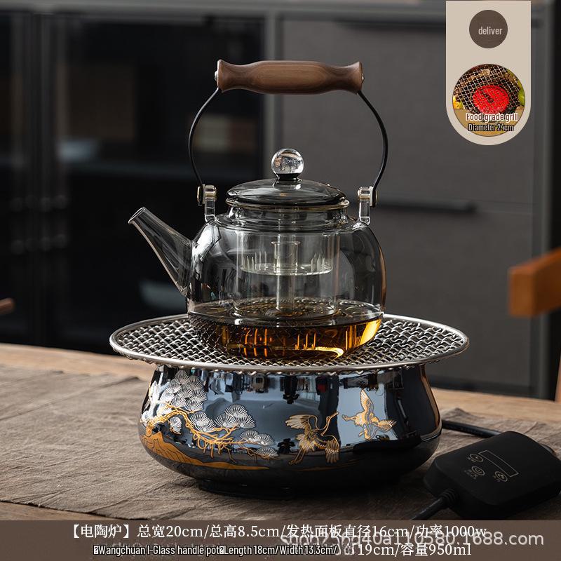 Electric Ceramic Tea Set with Induction Cooker: Glass Water Boiler and Steamer for Health Tea Brewing