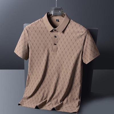 Men's Summer Ice Silk Short Sleeve Polo - Casual, Lightly Elastic, Mature Lapel T-Shirt.