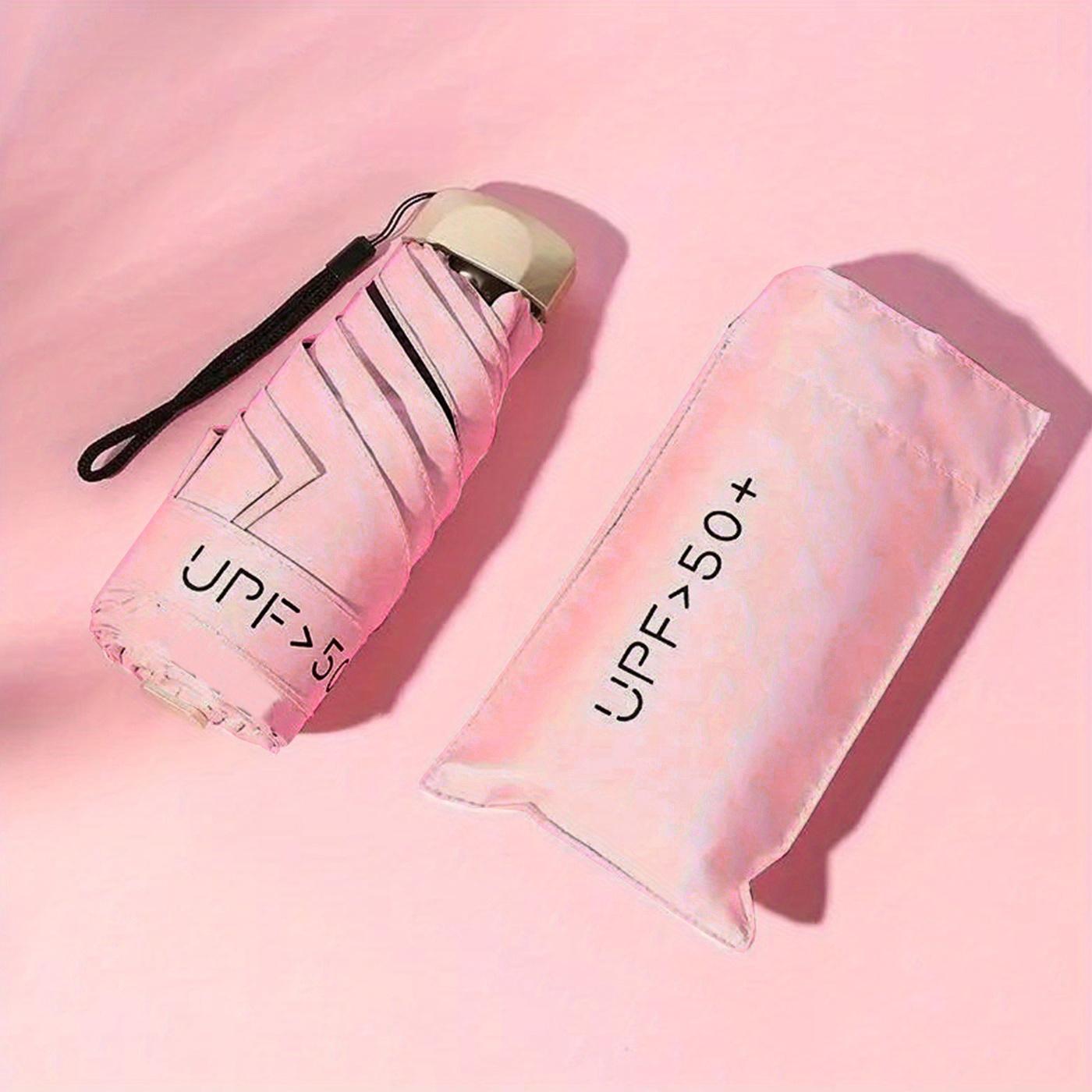 

1 шт. маленький складной зонт, дорожный зонт, компактный легкий портативный зонт, водонепроницаемые портативные карманные дорожные зонты с защитой от ультрафиолета для девочек A-1 розовый