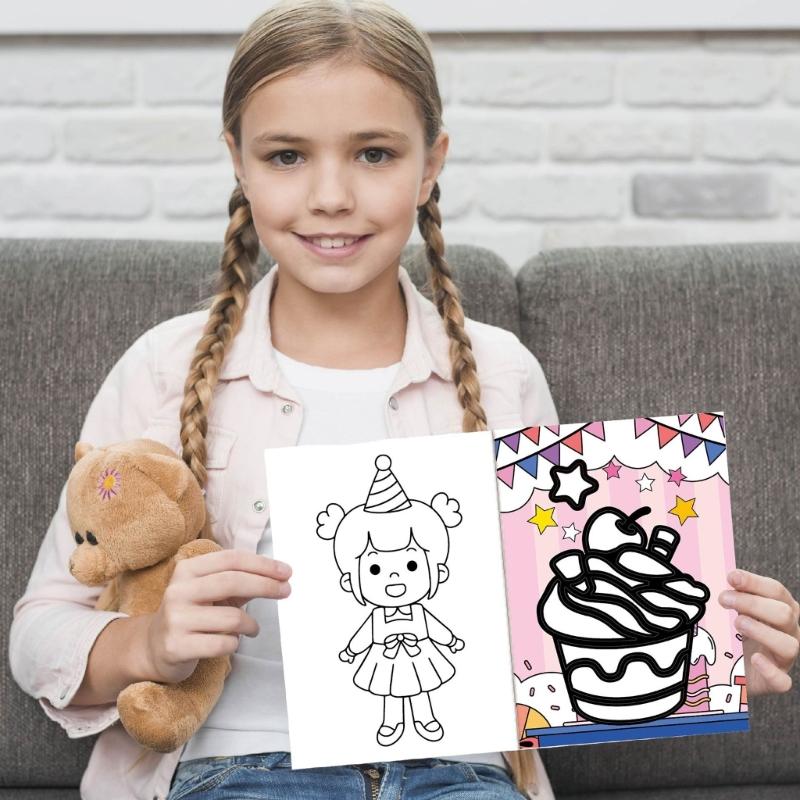 Birthday Theme Coloring Book Painting Book Foil Art Craft Set Graffiti Picture Drawing Book for Creative Painting