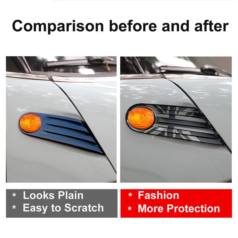 The Black Flag Car Fender Turn Signal Exterior Light Covers Sticker For MINI Cooper One R56 Clubman R55 Convertible R57