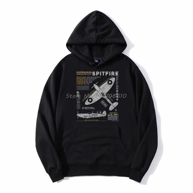 Vintage B-17 Flying Fortress Spitfire Hoodie, Kampfflugzeug, Kriegspilot, Herren-Kapuzenpullover, Sweatshirt, Streetwear, Harajuku