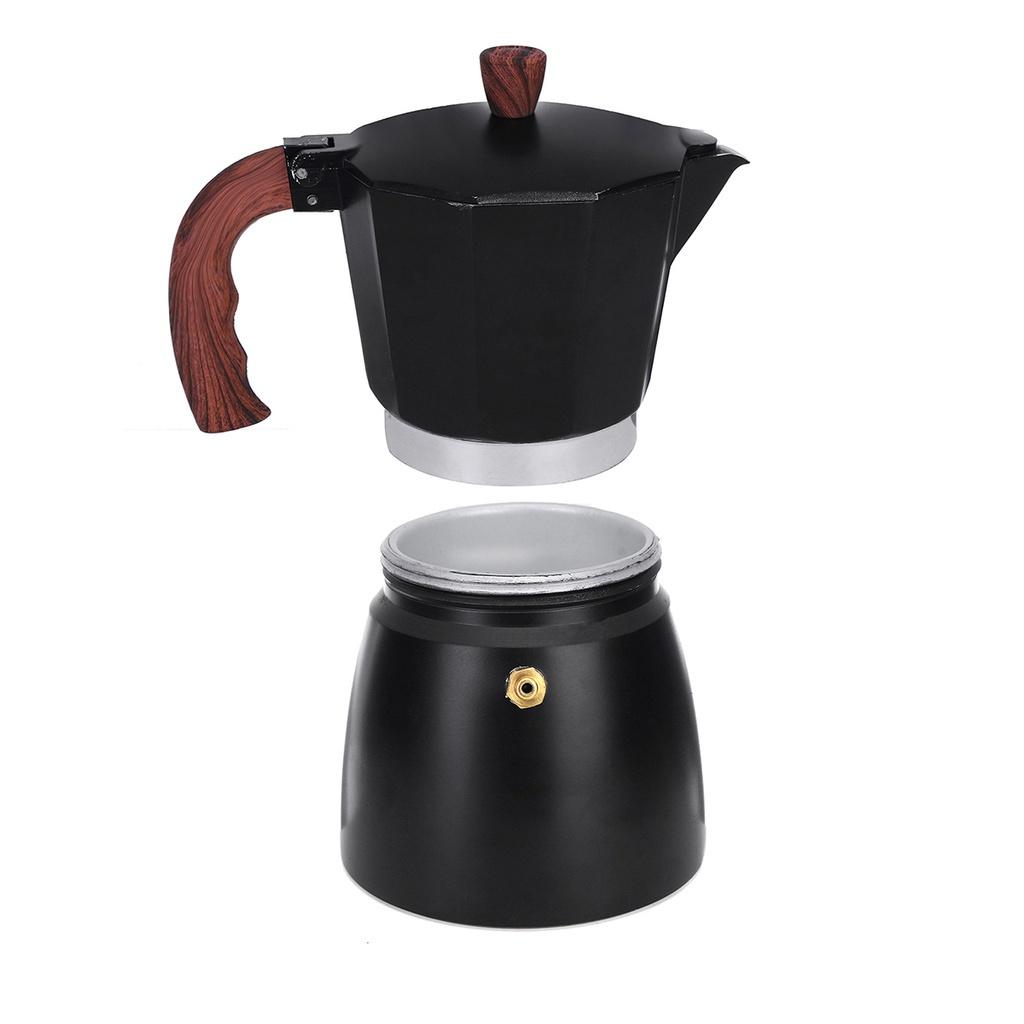 150ml/300ml Aluminium Mokka Espresso Kaffeekocher Kaffeemaschine Schwarz/Blau Moka Pot Herdplatten-Kaffeemaschine Kaffeemaschine 3 Tassen/6 Tassen