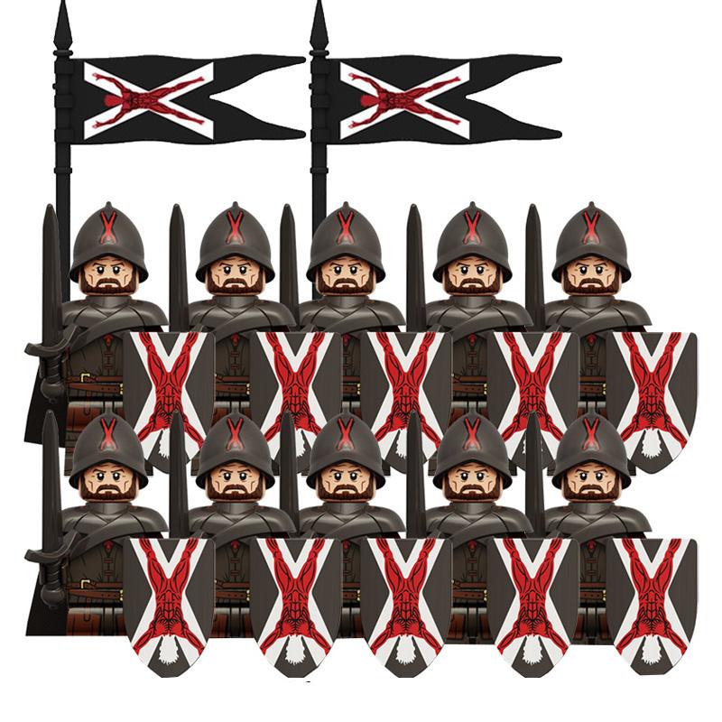 Středověký rytíř obrněné jednotky starověcí vojáci armády mini zbraň vybavení model vlajky stavební kostky dětské hračky narozeninové dárky