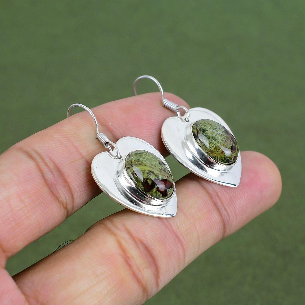 Dragon Bloodstone Earring 925 Sterling Silver Earring Handmade Gemstone Earring Dragon Bloodstone Jewelry Designer Earrings Engagement Gifts