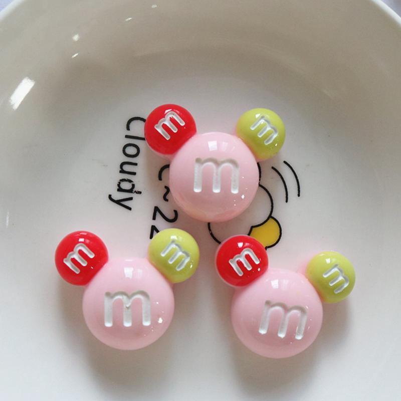 10 Pcs New Cute Bright Surface Cartoon M Beans Colour Candy Resin Scrapbook Diy Jewelry Children Party Hairpin Accessories A88