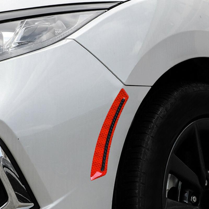 2pcs Car Reflective Stickers Wheel Eyebrow Mudguard Luminous Warning Decals Anti-collision Strips