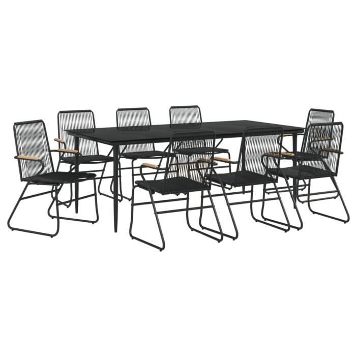 VidaXL Ensemble à manger de jardin 9 pcs noir rotin PVC 3099220