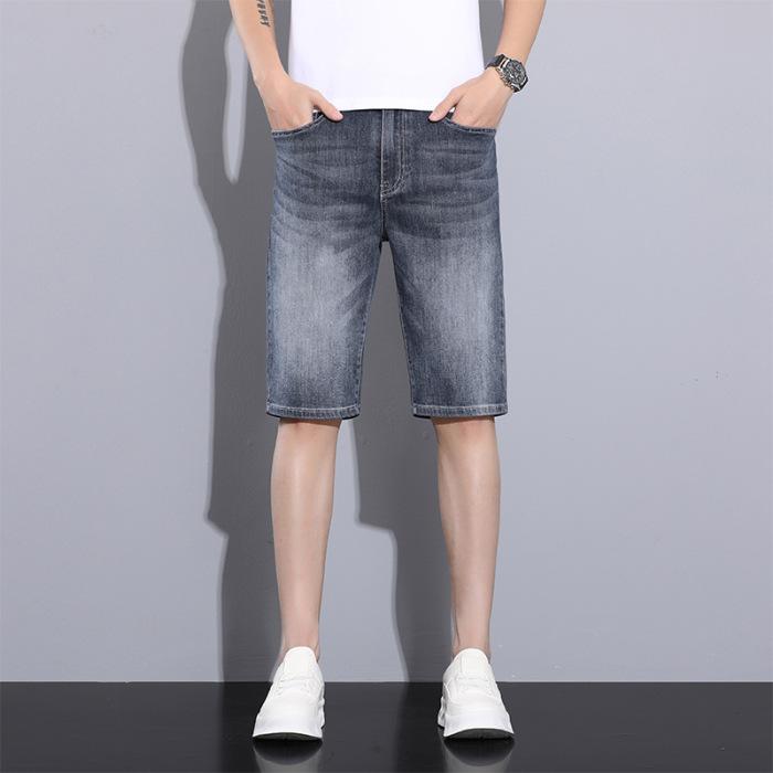 New High-waist Stretch Mid-trousers Men's Denim Five-point Pants Casual 5-point Shorts