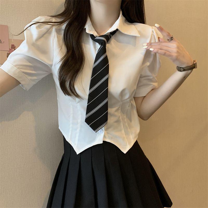 Authentic JK Uniform Summer Set: Pleated Skirt, Short-Sleeved Shirt & Cardigan