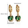 Emerald Green Heart Dangle Hoop Earrings For Women 18-K Gold Plated Love Huggies Earring Jewelry Elegant Party Cute New Gifts