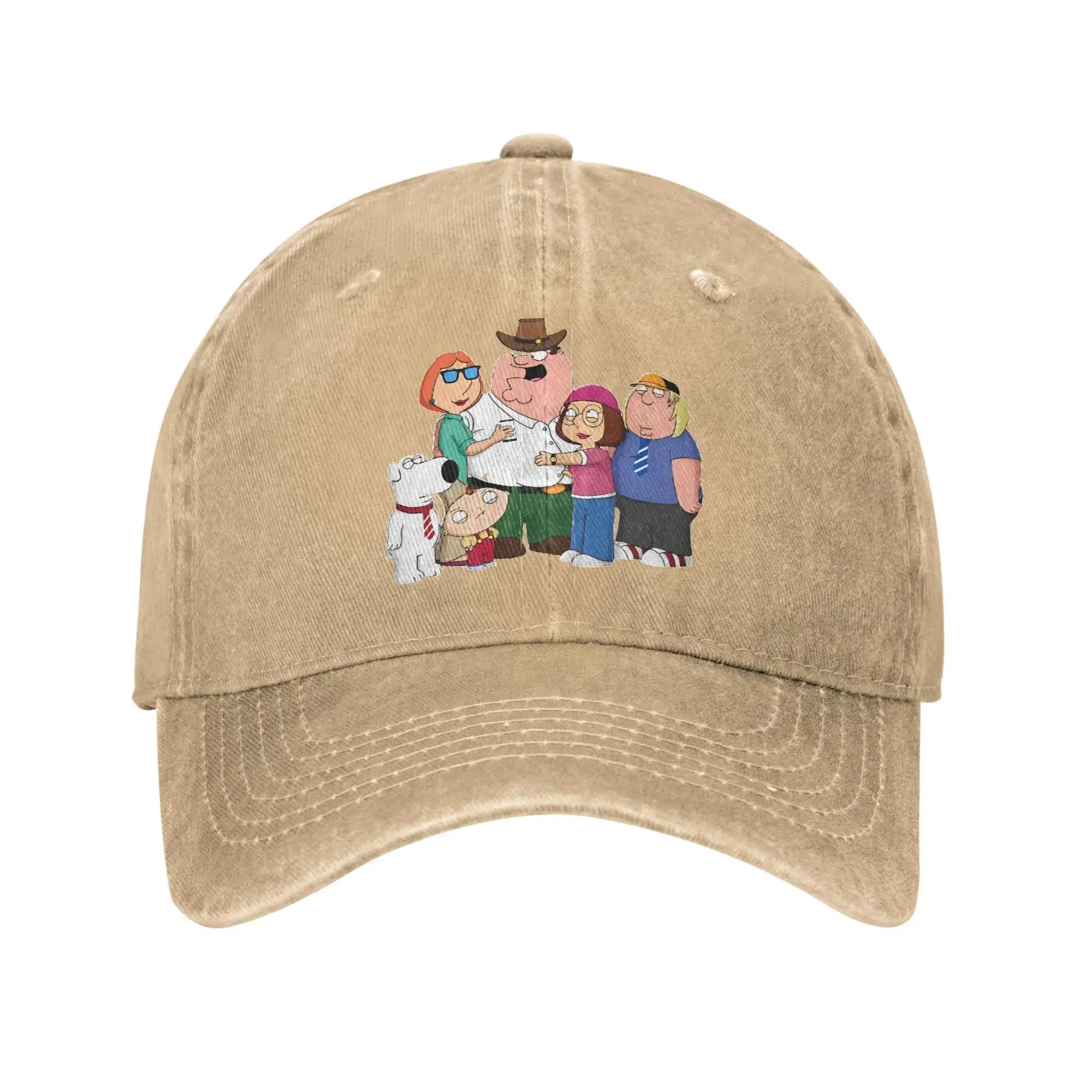 Families Cartoon Griffin Family Baseball Cap Classic Distressed Washed Headwear Men Women Outdoor Activities Adjustable s Cap One Size