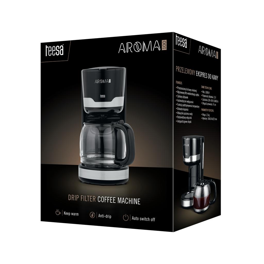 Teesa 1.5L 1000W Glass Drip Coffee Maker with Temperature Control