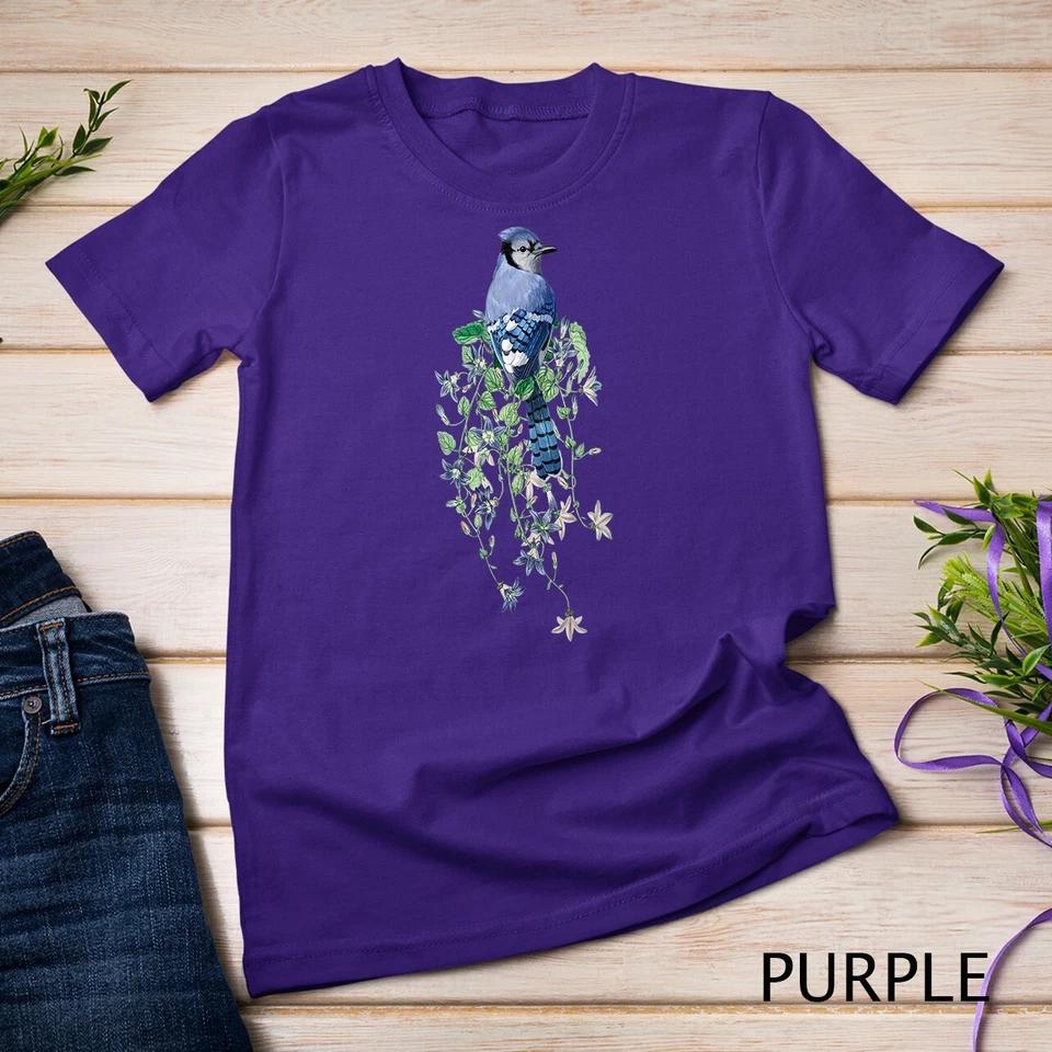 Flowers and Blue Jay Unisex T-shirt 10 L