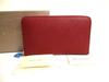 Authentic BVLGARIBVLGARI Ruvy Red Leather Round Zip Long Wallet #b070 Open Box