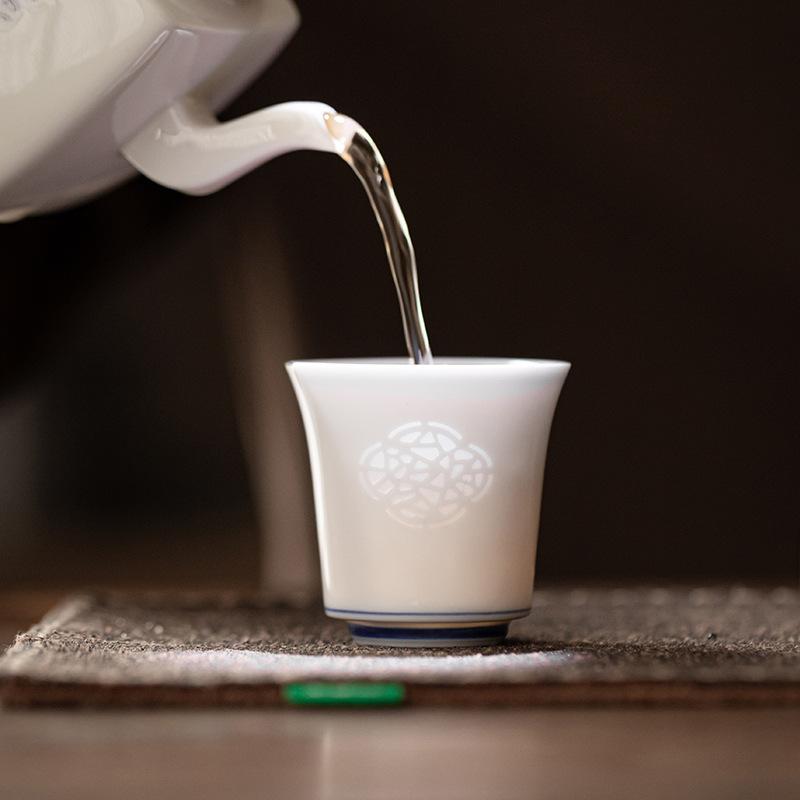 Exquisite Window Paper Magnolia Cup White Porcelain Ceramic Master Cups Chinese Kung Fu Tea Set Teaware Tea Ceremony Accessories