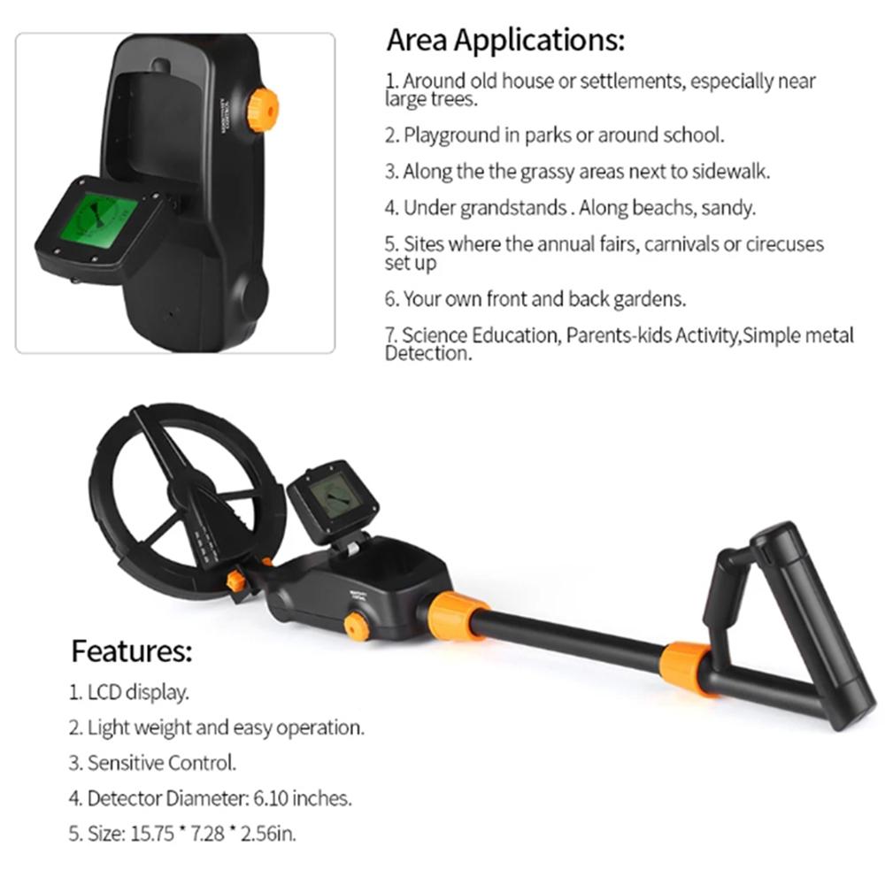 MD1008A Handheld metal Gold detector pointer, treasure underground metal detector, Tracker Finder with waterproof search coil